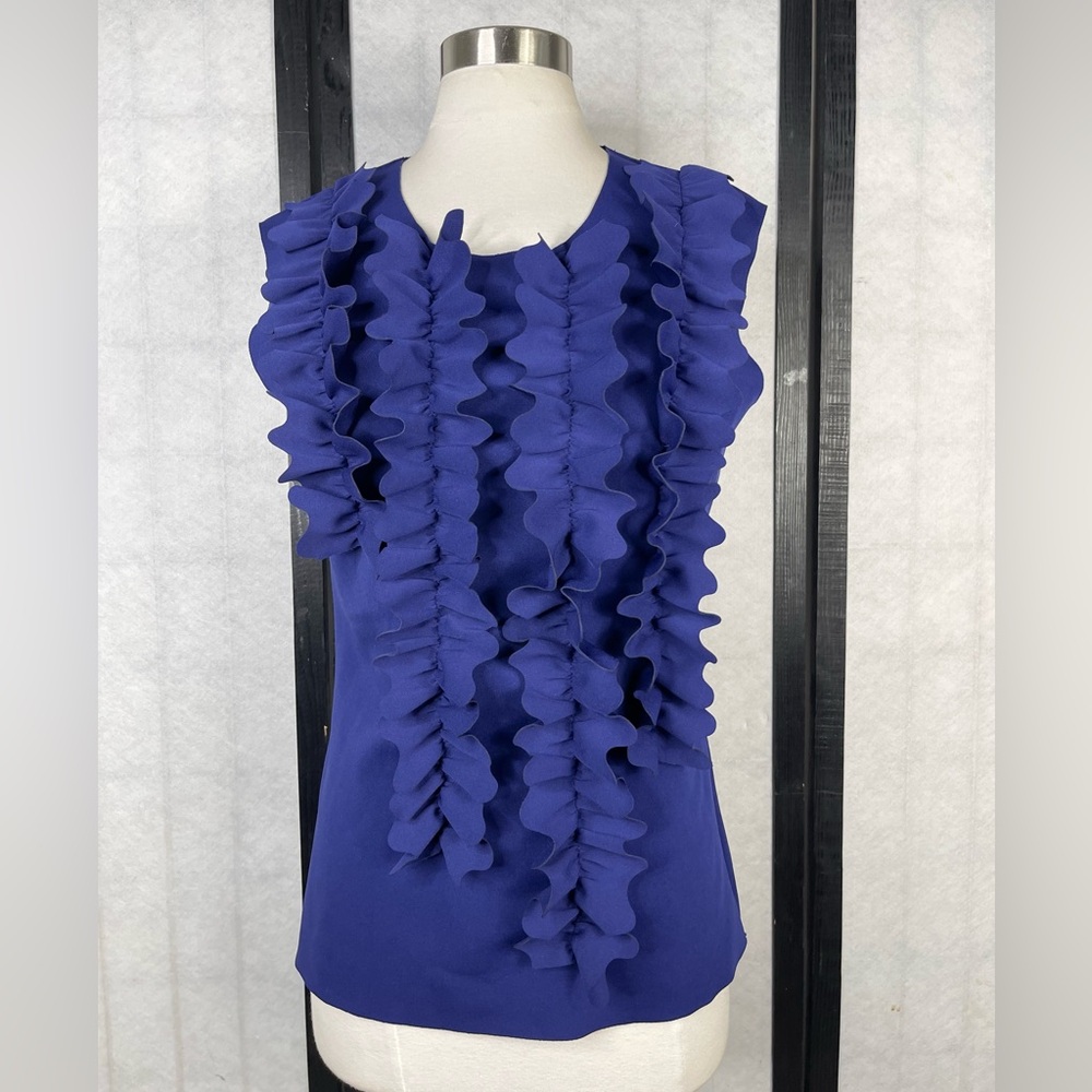 Dries Van Noten Royal Blue Ruffled Blouse